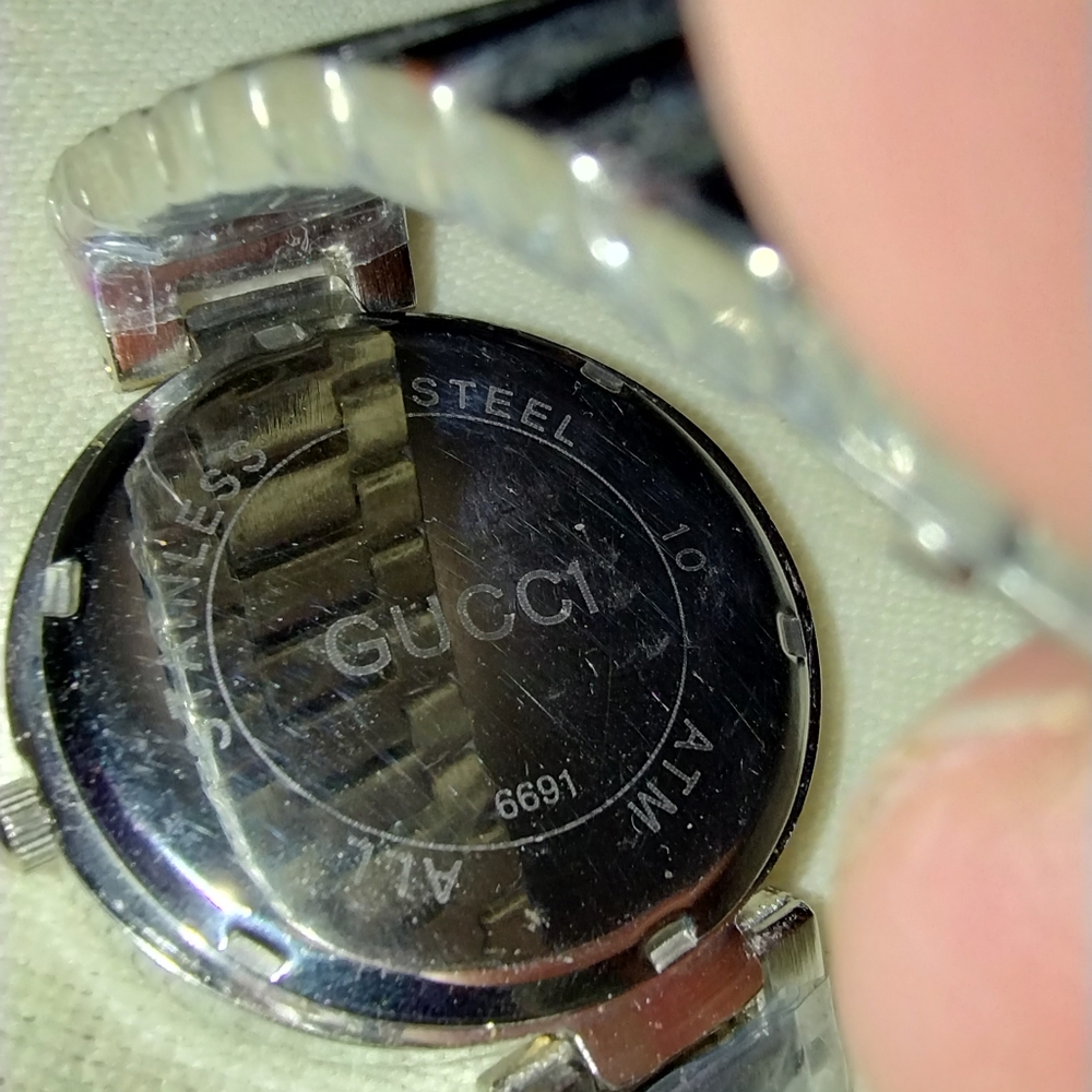 Women's Gucci Watch, Black Bezel, Stones Around Face, Stainless Steel, #1699 #10 - Picture 12 of 16